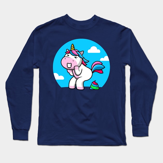 Unicorn rainbow poop Long Sleeve T-Shirt by Messy Nessie